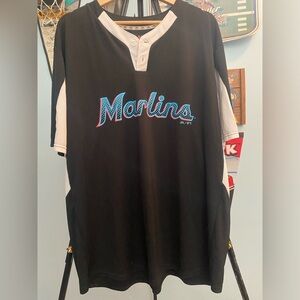 Miami Marlins Jersey Mens XL Black Cool Base MLB Baseball Pullover Jersey